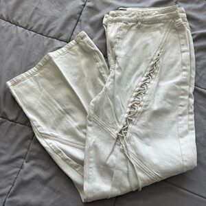 White fox feeling hot wide leg pants
